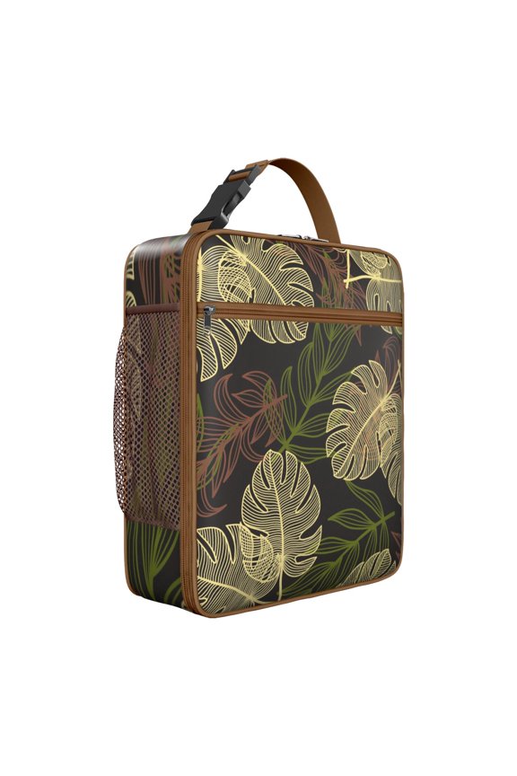 Summer Beach Resort Tropical Insulated Lunch Bag – Tropical Floral Hawaiian Print Jungle Leaves Exotic Floral Hawaiian Hibiscus Botanical Jungle Leaves Summer Hawaiian Palm Leaf Boho Tote