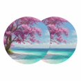 thumbnail image 1 of Summer Beach Round 13 Inch Placemats Set of 2, Pink Tree Blue Coastal Ocean Natural Scenery HeatResistant Non Slip Place Mats for Dining Table, Wipeable Braided Kitchen Table Mats for Housewarming, 1 of 9