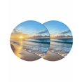 thumbnail image 1 of Summer Beach Round 15 Inch Placemats Set of 2, Sunset Ocean Coastal Nautical HeatResistant Non Slip Place Mats for Dining Table, Wipeable Braided Kitchen Table Mats for Housewarming, 1 of 9