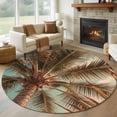 thumbnail image 1 of Summer Beach Round Living Room Rugs 8 ft, Realistic Palm Tree Tropical Plant Coastal Washable Large Area Rug with Non-Slip Sturdy Edge Binding Round Carpet for Dining Room Kitchen Office, 1 of 9