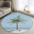 thumbnail image 1 of Summer Beach Round Rugs for Living Room 3ft Ocean Palm Tree Blue Sky Shore Starfish Scenery Non Slip Circle Rug Washable Low-Profile Indoor Carpet for Bedroom, Dining Room, Bathroom, 1 of 9