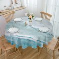 thumbnail image 1 of Summer Beach Round Tablecloth 60 Inch - Ocean Coastal Waterproof Fabric Table Cloth Protector, Nautical Seaside Aqua Beige Tablecloths Washable Table Cover for Kitchen Coffee Table Party, 1 of 6