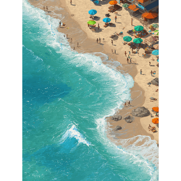 Summer Beach Scene Canvas Print, Decor for Living Room, Bedroom, Cafe, Bar, Beach House, Guest Room