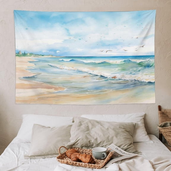 Summer Beach Scenery Tapestry for Bedroom Aesthetic Decor Tapestry Blanket Vertical Wall Hanging Tapestry 40 x 60 Inch Vintage Art Tapestry Boho Wall Decor Extra Large Sizes Can be Choose