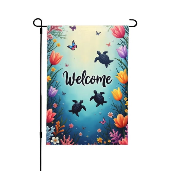 Summer Beach Sea Turtle Garden Flag 12X18 In A Painting Of Two Sea Turtles Swimming In The Ocean Vertical Double Sided Blue Welcome Ocean Holiday Outside Decorations Yard Flag