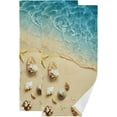 thumbnail image 1 of Summer Beach Sea Water Kitchen Hand Towels 2 PCS, Seashell Conch Starfish Fingertip Bath Towels Ultra Soft and Highly Absorbent, Decorative Face Towels Dish Washcloths, 28.3"x14.4", 1 of 5