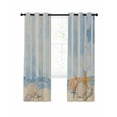 thumbnail image 1 of Summer Beach Seashell Blackout Curtains for Bedroom Living Room, Ocean Watercolor Sea Shell Starfish Stripe 54 In Long Thermal Insulated Room Darkening Drapes Grommet Window Treatments, 52 x 54 In, 1 of 9