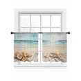 thumbnail image 1 of Summer Beach Sheer Curtains 54 Inch Long 2 Panels, Ocean Starfish Shell Plank Vintage Light Filtering Rod Pocket Curtains, Sheer Voile Drapes for Living Room Bedroom, 52"x54", 1 of 8