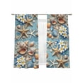 thumbnail image 1 of Summer Beach Sheer Curtains 63 Inch Long 2 Panels, Coastal Starfish Conch Shells Flower Blue Wood Light Filtering Rod Pocket Curtains, Sheer Voile Drapes for Living Room Bedroom, 52"x63", 1 of 8