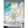 thumbnail image 1 of Summer Beach Sheer Curtains 72 Inches Long 2 Panels Abstract Teal Beige Gradient Waves Sand Light Filtering Semi Sheer Window Curtains Drapes for Bedroom Living Room 52"x72", 1 of 7
