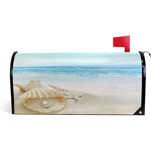Summer Beach Shell with Pearl Print Magnetic Mailbox Cover MailWraps ...