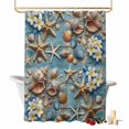 thumbnail image 1 of Summer Beach Shower Curtains for Bathroom, Coastal Starfish Conch Shells Flower Blue Wood Washable Fabric Shower Curtain with Hooks Waterproof Bathroom Decor Sets, 72 x 78 Inches, 1 of 9
