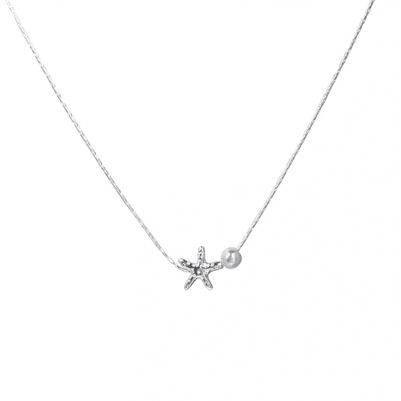 Summer Beach Silver Starfish Necklace for Women  Light Luxury, Niche, Simple yet Elegant Pearl  Adorned Collarbone Internet  Neck Chain