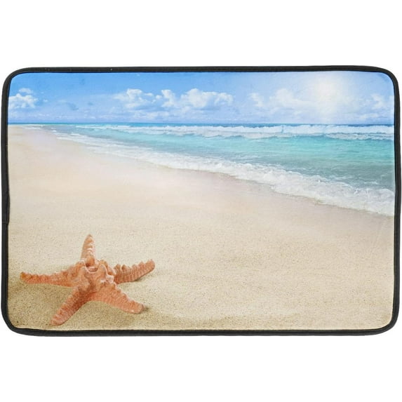 Summer Beach Starfish Dish Drying Mat 18x24 Inch for Kitchen Ocean Sea Wave Coastal Dishes Pad Dish Drainer Rack Mats Absorbent Fast Dry Kitchen Countertop Accessories