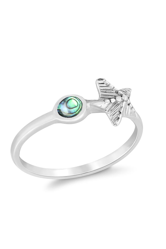 Summer Beach Starfish Rainbow Abalone Bali Beauty Sterling Silver Ring-7