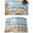 thumbnail image 1 of Summer Beach Starfish Shell Placemats Set of 4,Wipeable Washable Table Mats for Dining Tables,Farm Retro Wood Board Place Mats for Kitchen Event Party Tabletop Decor, 1 of 7