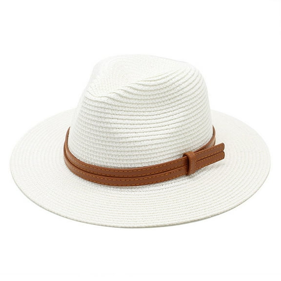 Summer Beach Straw Hat Jazz Panama Trilby Fedora Hat Gangster Cap,UV Protection Unisex