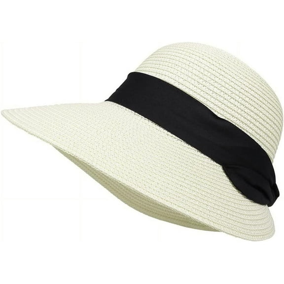 Summer Beach Sun Straw Hats for Women Wide Brim Packable Travel Bucket Hats UPF 50+