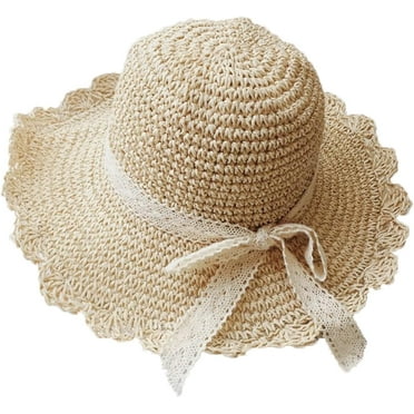 Summer Beach Sun Straw Hats for Women Wide Brim Packable Travel Bucket Hats UPF 50+