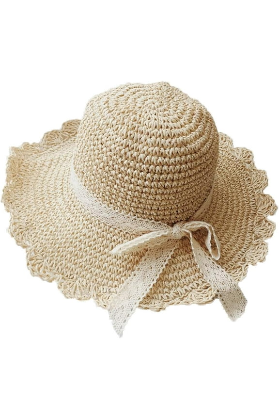 Summer Beach Sun Straw Hats for Women Wide Brim Packable Travel Bucket Hats UPF 50+