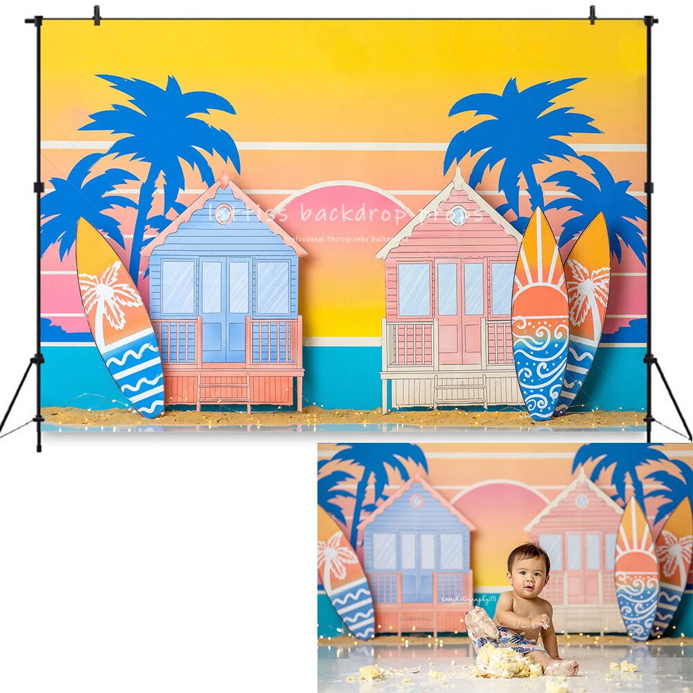 Summer Beach Sunrise Surfing Backdrops Kids Baby Photography Child ...