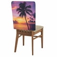 thumbnail image 1 of Summer Beach Sunset Landscape Chair Covers Set of 6 Coastal Ocean Palm Tree Red Cloud Sky Chair Back Covers Stretch Removable Washable Slipcovers Protector for Dining Room Kitchen Party Decor, 1 of 9