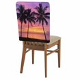 thumbnail image 1 of Summer Beach Sunset Landscape Chair Covers Set of 6 Coastal Ocean Palm Tree Red Cloudy Sky Chair Back Covers Stretch Removable Washable Slipcovers Protector for Dining Room Kitchen Party Decor, 1 of 9