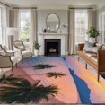 thumbnail image 1 of Summer Beach Sunset Landscape Living Room Rugs 5'x7', Coastal Ocean Palm Tree Cloud Sky Wave Low Pile Throw Large Area Rugs Non-Slip Sturdy Edge Binding Carpet for Dining Room Bedside Kitchen, 1 of 9
