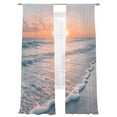 thumbnail image 1 of Summer Beach Sunset Landscape Sheer Curtains 96 Inch Long 2 Panels, Coastal Ocean Red Cloud Sky Wave Light Filtering Rod Pocket Curtains, Sheer Voile Drapes for Living Room Bedroom, 52"x96", 1 of 8
