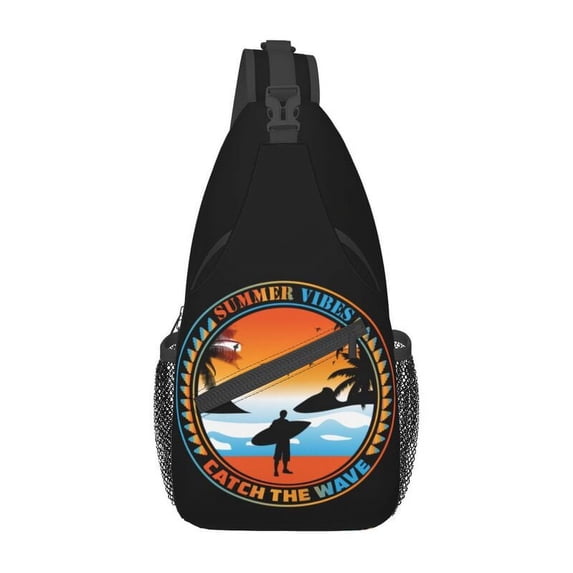 Retro Surfing Sling Chest Crossbody Bag Men Cool Summer Beach Surfer Shoulder Backpack for Travel Cycling