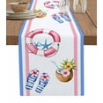 thumbnail image 1 of Summer Beach Table Runner 72 Inches, Ocean Coastal Slippers Stripes Coconut Bed Runner Dresser Scarves Tabletop for Indoor Outdoor Parties/Ceremony/Banquet, 16" x 72", 1 of 8