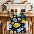 thumbnail image 1 of Summer Beach Table Runner, Ocean Starfish Shell Coastal Conch Lemon Flowers Black Cotton Linen Kitchen Table Decoration Washable Dining Tabletop Runners for Home Party Decor 13x72 Inches, 1 of 9