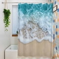 thumbnail image 1 of Summer Beach Teal Ocean Wave Shower Curtain for Bathroom, Nautical Seaside Water Ripple Waterproof Shower Curtains Washable Quick Dry with Hooks Bathtub Curtains 36x72IN, 1 of 9
