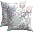thumbnail image 1 of Summer Beach Theme Ocean Pillow Covers 18x18 Inch Set of 2 Nautical Coastal Throw Pillow Covers Seashell Coral Starfish Outdoor Pillow Cases Cotton Linen Cushion Covers for Couch Bed Sofa Home Decor, 1 of 6