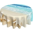 thumbnail image 1 of Summer Beach Theme Tablecloth Round 60 Inch Coastal Holiday Sand Starfish Ocean Wave Print Decorative Table Cloth with Dust-Proof Wrinkle Resistant for Home Kitchen Dining Patio Outdoor Picnic Part, 1 of 6