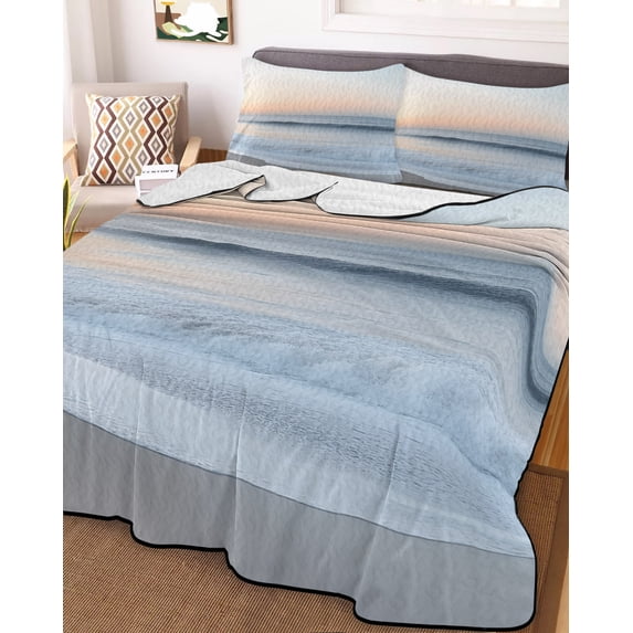 Summer Beach Twin Size Down Alternative Comforter, Lightweight Comforter Quilt Bedding Set with Pillow Shams Coastal Nautical Seaside Ocean All Seasons Bed Comforter Duvet Insert 68"x86"