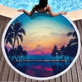 thumbnail image 1 of Summer Beach Vacation Essentials Djunllk Coconut Leaf Series Round Beach Towel Oversized, Microfiber Beach Blanket Waterproof Sandproof Multifunctional Towel Shawl for Women Adult, 1 of 6