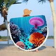 thumbnail image 1 of Summer Beach Vacation Essentials Djunllk Round Beach Towel - Ocean Theme Oversized Microfiber Excellent Softness Beach Blanket Waterproof Sandproof Towel Shawl for Women Adult Swim Pool Yoga, 1 of 9