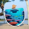 thumbnail image 1 of Summer Beach Vacation Essentials Djunllk Round Beach Towel - Ocean Theme Oversized Microfiber Excellent Softness Beach Blanket Waterproof Sandproof Towel Shawl for Women Adult Swim Pool Yoga, 1 of 8