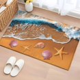 thumbnail image 1 of Summer Beach Washable Area Rug 2 x 3 ft Ocean Waves Shell Starfish Conch Coastal, Soft Non Slip Rugs Stain Repellent Indoor Felt Carpet for Living Dining Room Bedroom Home Office, 1 of 9