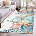 thumbnail image 1 of Summer Beach Washable Area Rugs 3'x5', Ocean Colorful Coral Shell Seaweed Starfish Low Pile Throw Living Room Rug Non-Slip Sturdy Edge Binding Carpet for Indoor Entryway Bedside Kitchen, 1 of 9