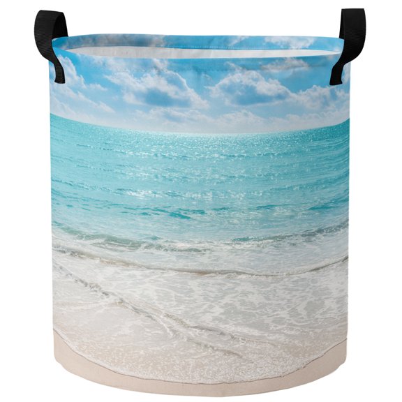 Summer Beach Waves Laundry Hamper Dirty Clothes Hamper for Bedroom Bathroom Ocean Clothes Hampers Laundry Basket Toy Baskets Storage Organizer 13.8"x17"