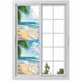 thumbnail image 1 of Summer Beach Window Privacy Film, Coastal Ocean Tropical Palm Trees Static Cling UV Sun Blocking Heat Control Window Tint Day and Night, Non-Adhesive One Way Windows Privacy Cover 17.7''x78.7'', 1 of 7
