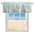 thumbnail image 1 of Summer Beach Window Valance for Kitchen, Green Ocean Colorful Coral Shell Seaweed Starfish Rod Pocket Short Curtain for Small Windows, Light Filtering Decorative Valance, 60 x 18 Inch, 1 of 9