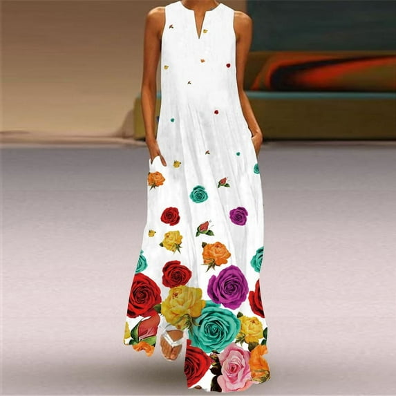 Summer Beach Women's Dress Elegant Robe Long Dress Party Sleeveless Dresses Women Casual Sundress Pink Love Sweet Dresses