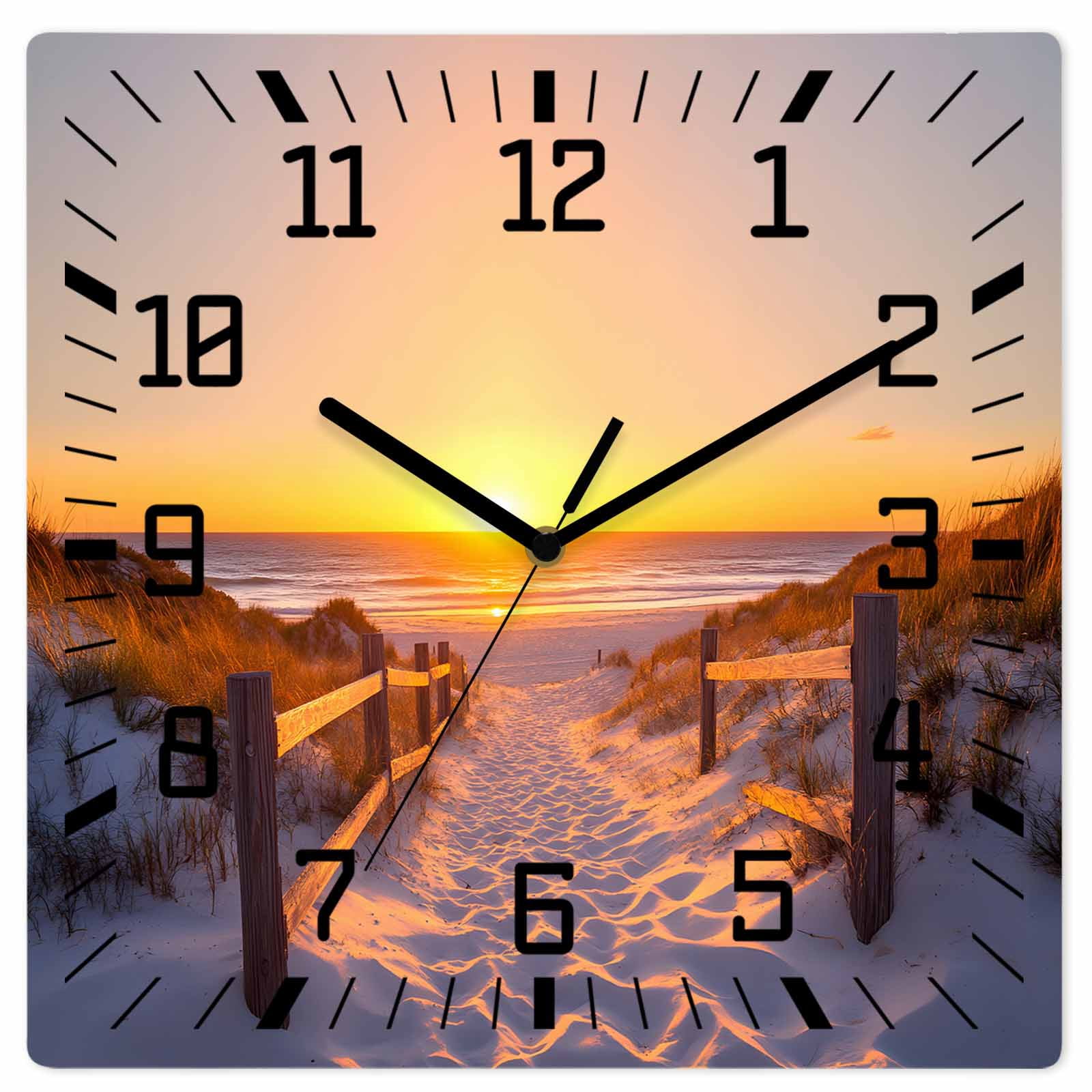 Summer Beach Wooden Wall Clock Silent Non Ticking, Sunset Nautical ...
