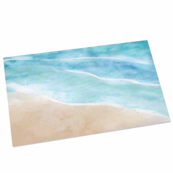 Summer Beaches Door Mat 20x31.5 Inch Gradient Blue Ocean Casual Sea Coastal Entryway Rug with Non-Slip Rubber, Front Door Mat Indoor Floor Mats for Living Room Bathroom Bedroom Home Office
