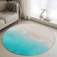 thumbnail image 1 of Summer Beaches Round Area Rugs 3 ft, Artistic Oceans Casual Sea Wave Coastal Landscape Washable Small Area Rug with Non-Slip Sturdy Edge Binding Round Front Door Mat Floor Carpet for Entryway, 1 of 9