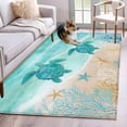 thumbnail image 1 of Summer Beaches Washable Area Rugs 3'x5', Gradient Green Ocean Sea Turtle Starfish Coastal Coral Low Pile Throw Living Room Rug Non-Slip Sturdy Edge Binding Carpet for Indoor Entryway Bedside Kitchen, 1 of 9