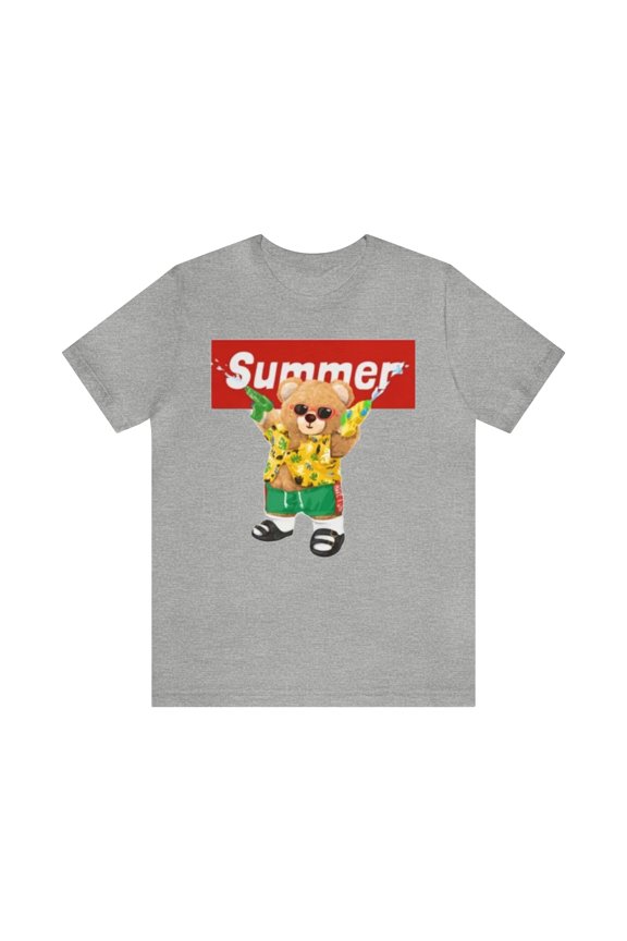 Summer Bear with Water Gun Adult Jersey Short Sleeve Tee